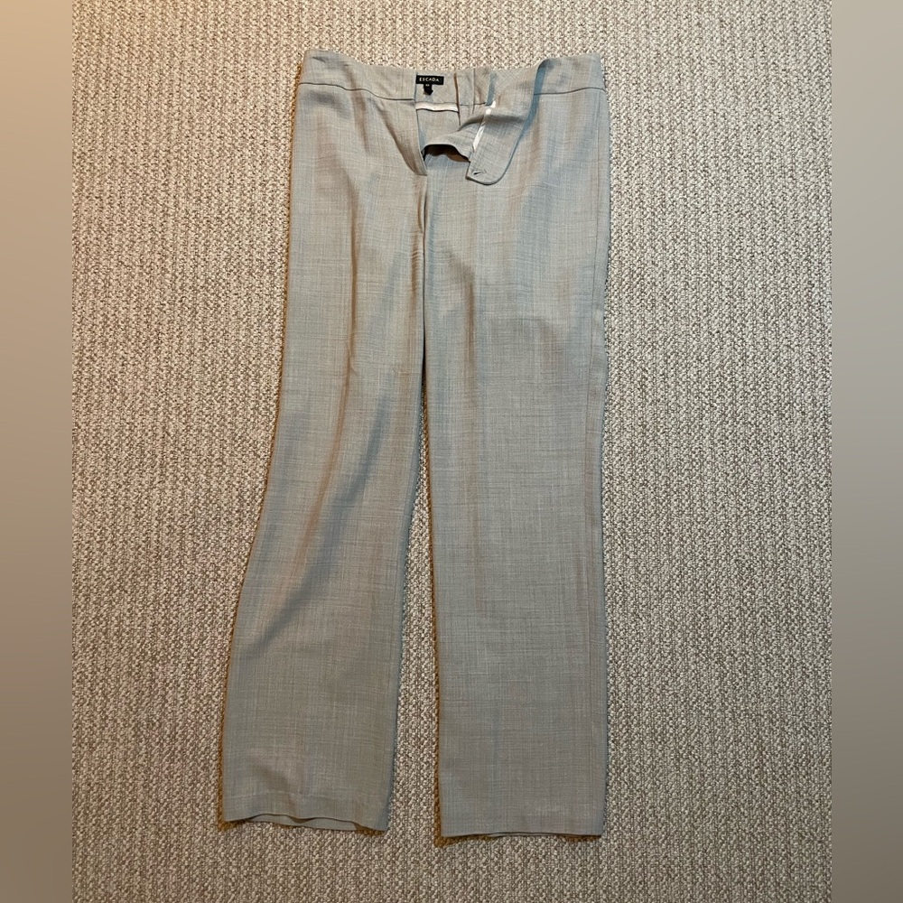 Escada Light Gray Wool Blend Trousers Size 40